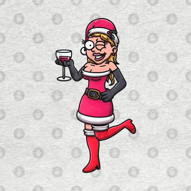 Cute Christmas Girl With Wine by TheMaskedTooner